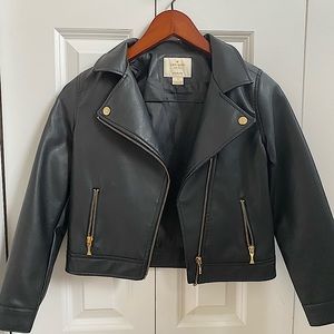 Kids Kate spade black faux leather jacket